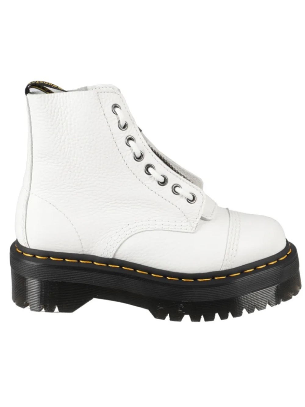 Dr. Martens Sinclair White Leather Platform Ankle Boots with Black Sole